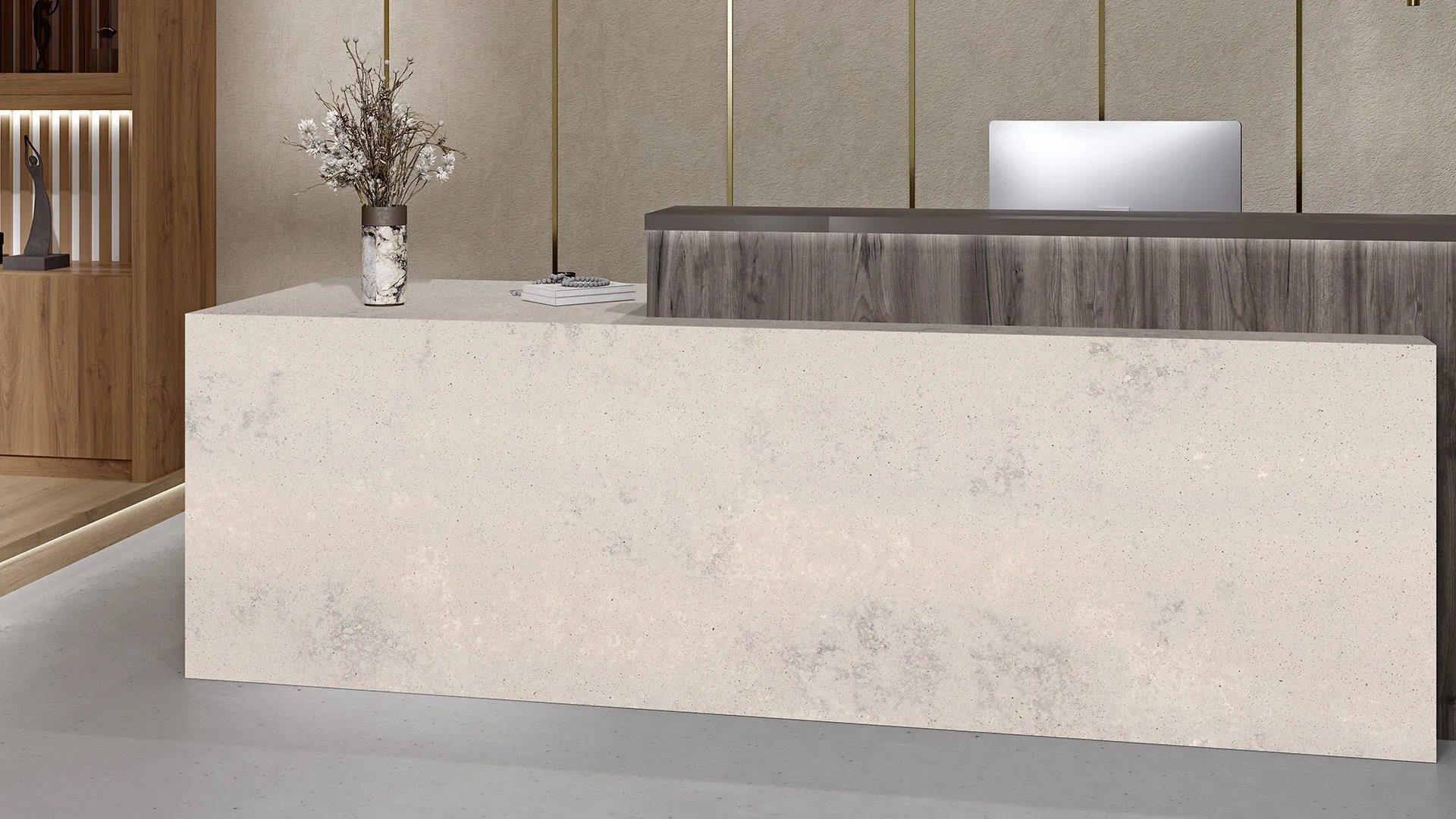 Avant Chamonix grey quartz worktop, matt surface